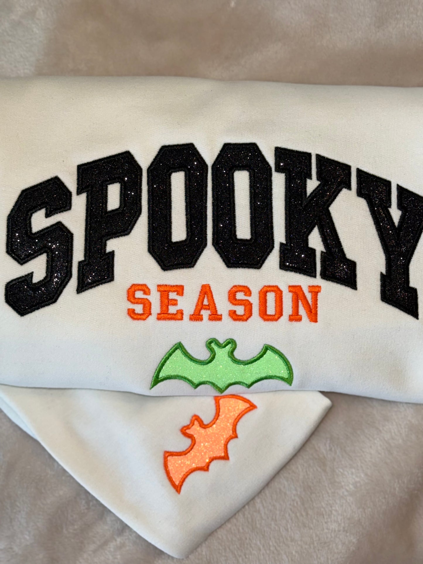 Embroidered Spooky Season Halloween Sweatshirt | Glitter Custom Fall Sweater