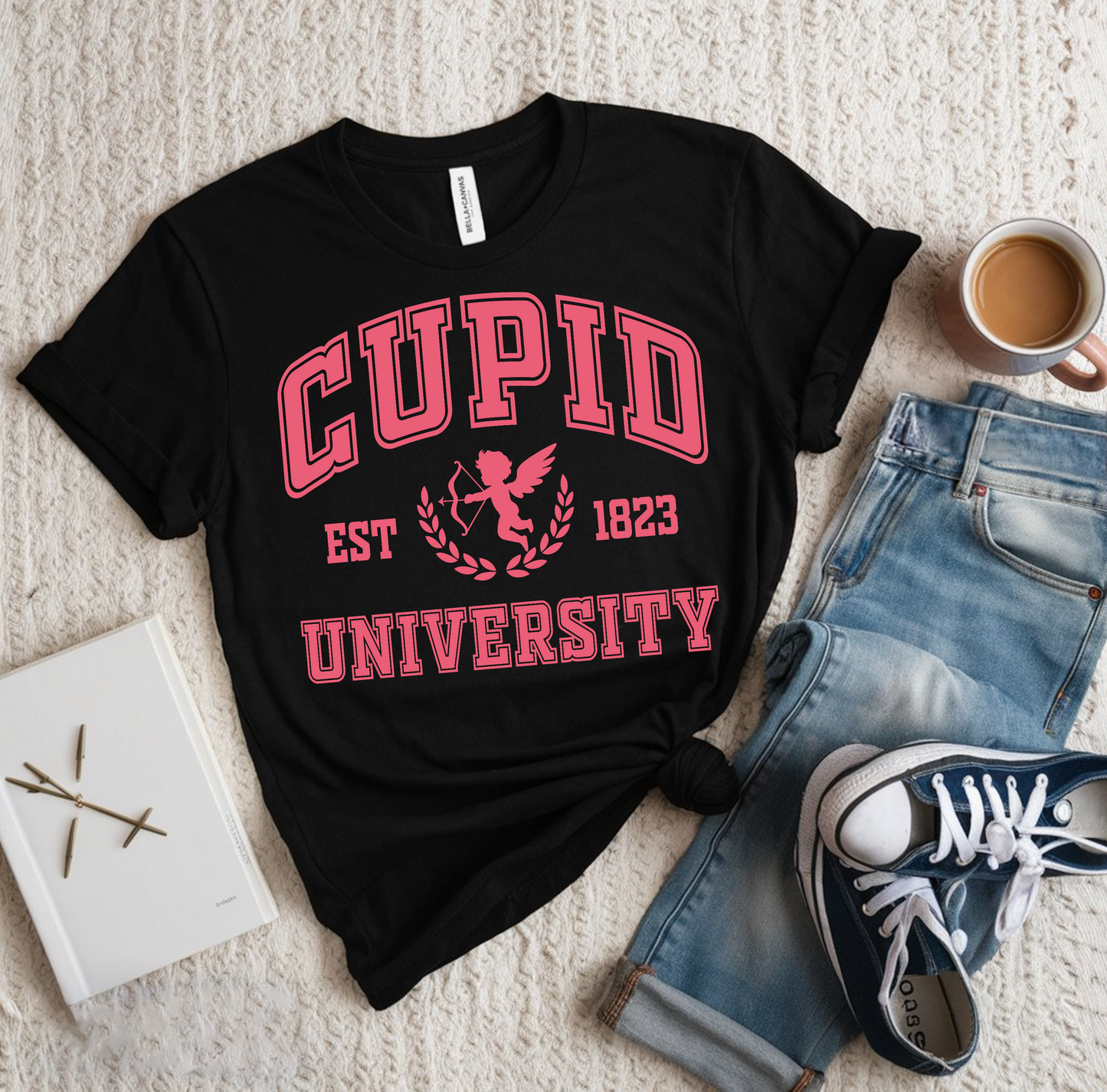 Cupid University Women’s Graphic Tee – Stylish, Playful, and Oh-So Comfortable