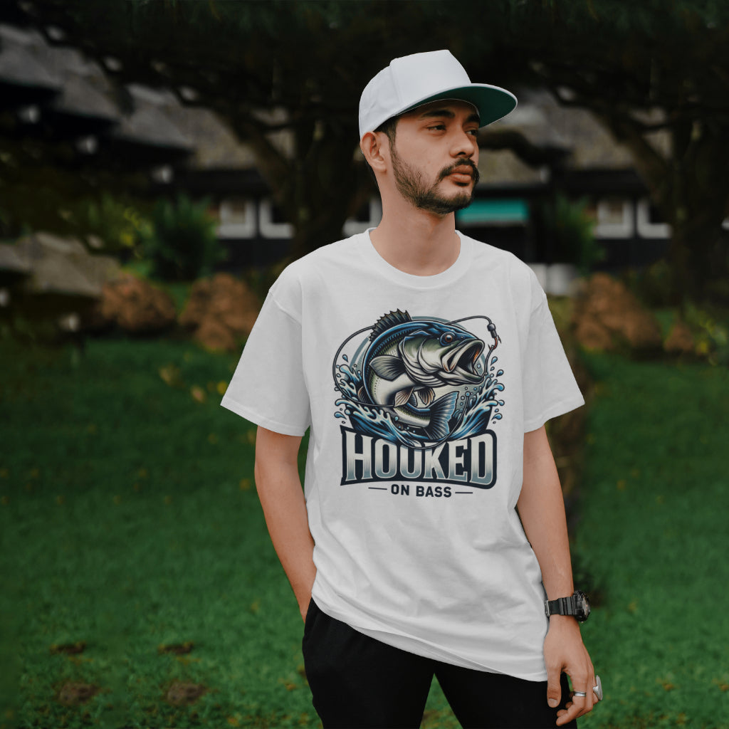 Hooked on Bass Relaxed Fit T-Shirt for Fishing Enthusiasts – Comfortable & Stylish