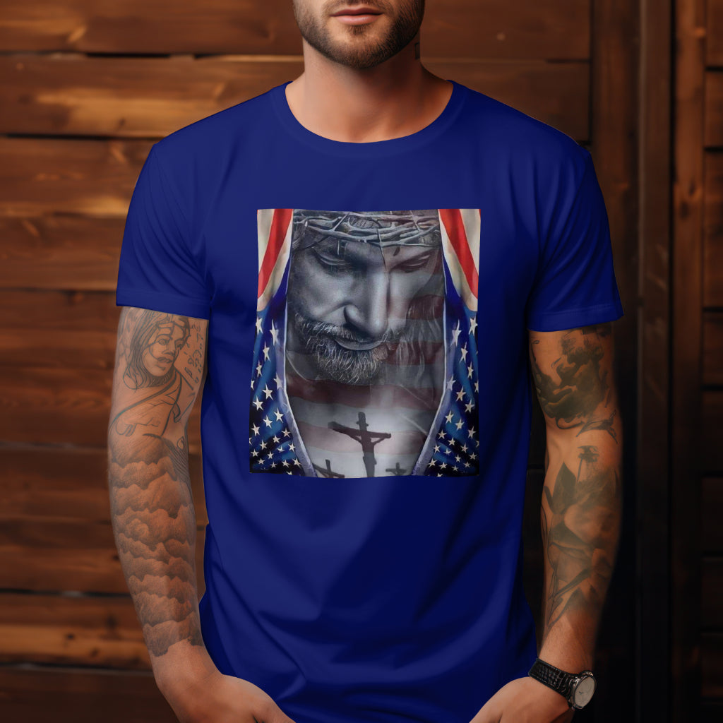 Blessed America Men's Relaxed Fit T-Shirt – Patriotic Graphic Tee, Comfortable Casual Shirt