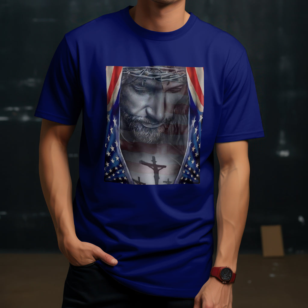 Blessed America Men's Relaxed Fit T-Shirt – Patriotic Graphic Tee, Comfortable Casual Shirt