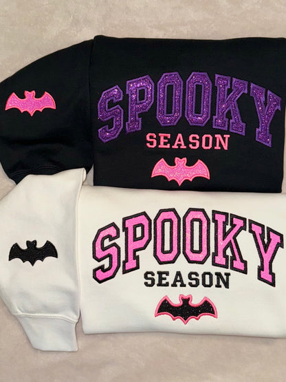 Embroidered Spooky Season Halloween Sweatshirt | Glitter Custom Fall Sweater