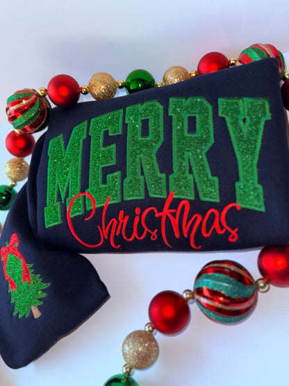 Custom Glitter “Merry Christmas” T-shirt, Sweatshirt, Hoodie 🎅✨