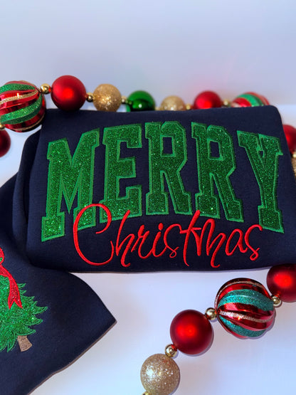 Custom Glitter “Merry Christmas” T-shirt, Sweatshirt, Hoodie 🎅✨