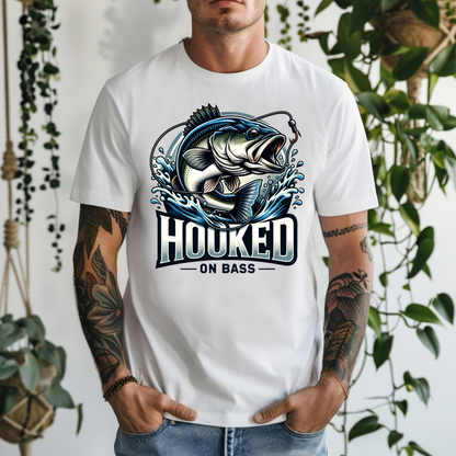 Hooked on Bass Relaxed Fit T-Shirt for Fishing Enthusiasts – Comfortable & Stylish