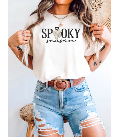 Spooky Season Embroidered Ghost Shirt – Halloween Tee for Fall Vibes